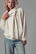 Detachable Scarf Ribbed Knit Sweater Top