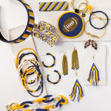 Lola Game Day Confetti Beaded Hair Claw Clip Navy and Yellow Wholesale