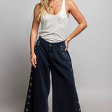 Low Rise Eyelet Studded Wide Leg Street Pants