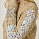 61313 Mock Neck Fair Isle Cuff Sweater