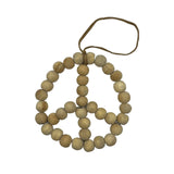 Wooden Beaded Peace Sign with Suede Hanger