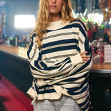 IT2765 Striped Oversized Crewneck Top