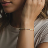 Silver Beaded Bracelets-Trio, Mixed Metals, Gilded Stretch