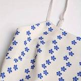 Mackerel print smocked sundress seaside ocean strap dress