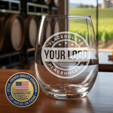 Custom Engraved 9 oz Stemless Wine Glass