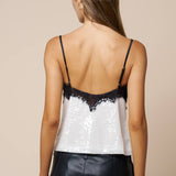 Lace Trim Sequin Cami Top
