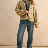 Button Front Polka Dot Sherpa Jacket