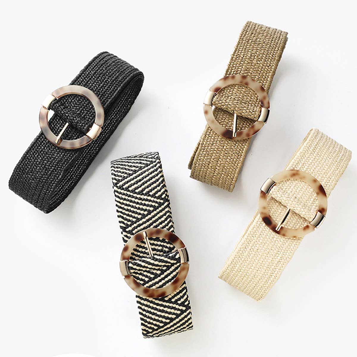 Cotton Linen Plastic Buckle Chunky Belt