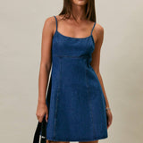 BABY DOLL SPAGHETTI DENIM DRESS