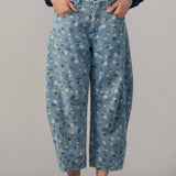 Floral Print Relaxed Fit Denim Pants