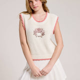 Floral Embroidered + Sequence Sleeveless Knit Vest