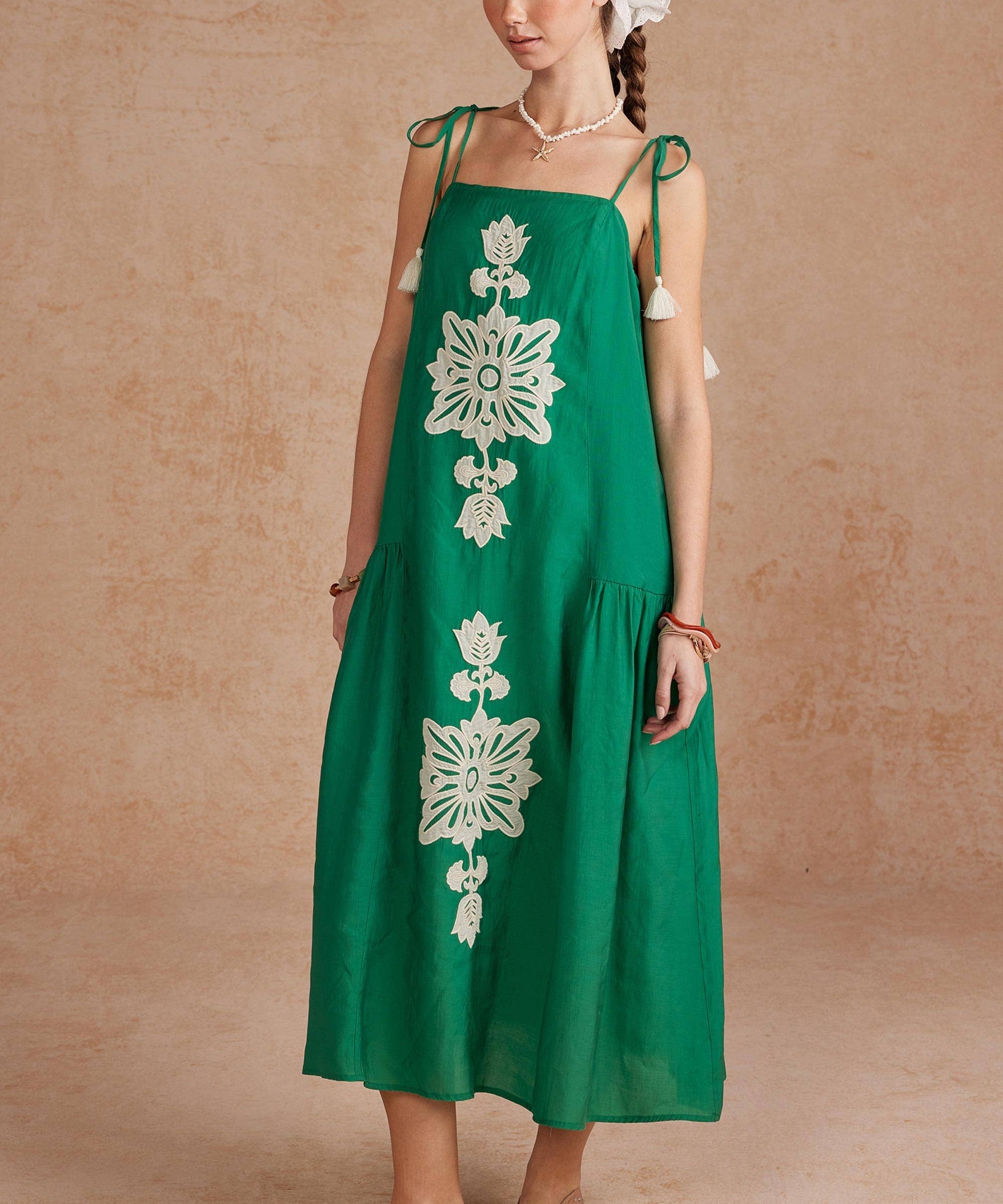 Tassel Tie Strap Midi Dress