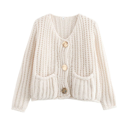 Thick Knit Ivory Chunky Cardigan