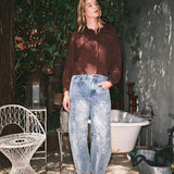 AJP5114 EMBROIDERED DETAIL COTTON BARREL PANTS