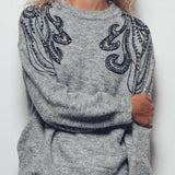 Tentacle Embroidered Gray Sweater
