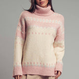 Relaxed Fit Fair Isle Turtleneck Sweater