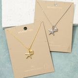 18K Gold Starfish Shell Charm Pendant Necklace