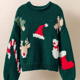 Holiday Knit Sweater–Festive Motifs, Relaxed Fit
