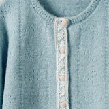 Lace Trim Wool Blend Cardigan