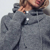Ribbed Knit Sweater & Hooded Scarf Set