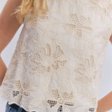 SLEEVELESS ROMANTIC LACE TOP WITH SOFT SCALLOPED HEM