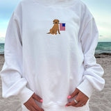 White American Flag Dog Mockneck Sweatshirt 100% Cotton