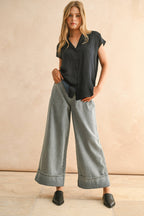 Button Down Rolled Sleeve Shirt