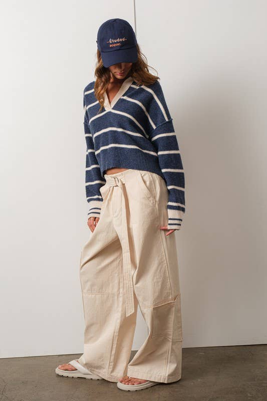 Marina Navy Blue V-Neck Pullover