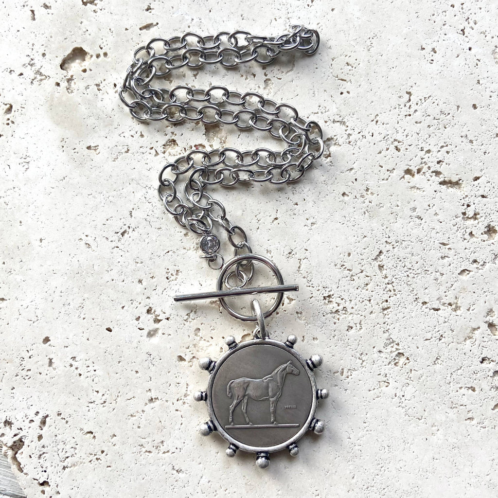Horse Pendant Steel Necklace
