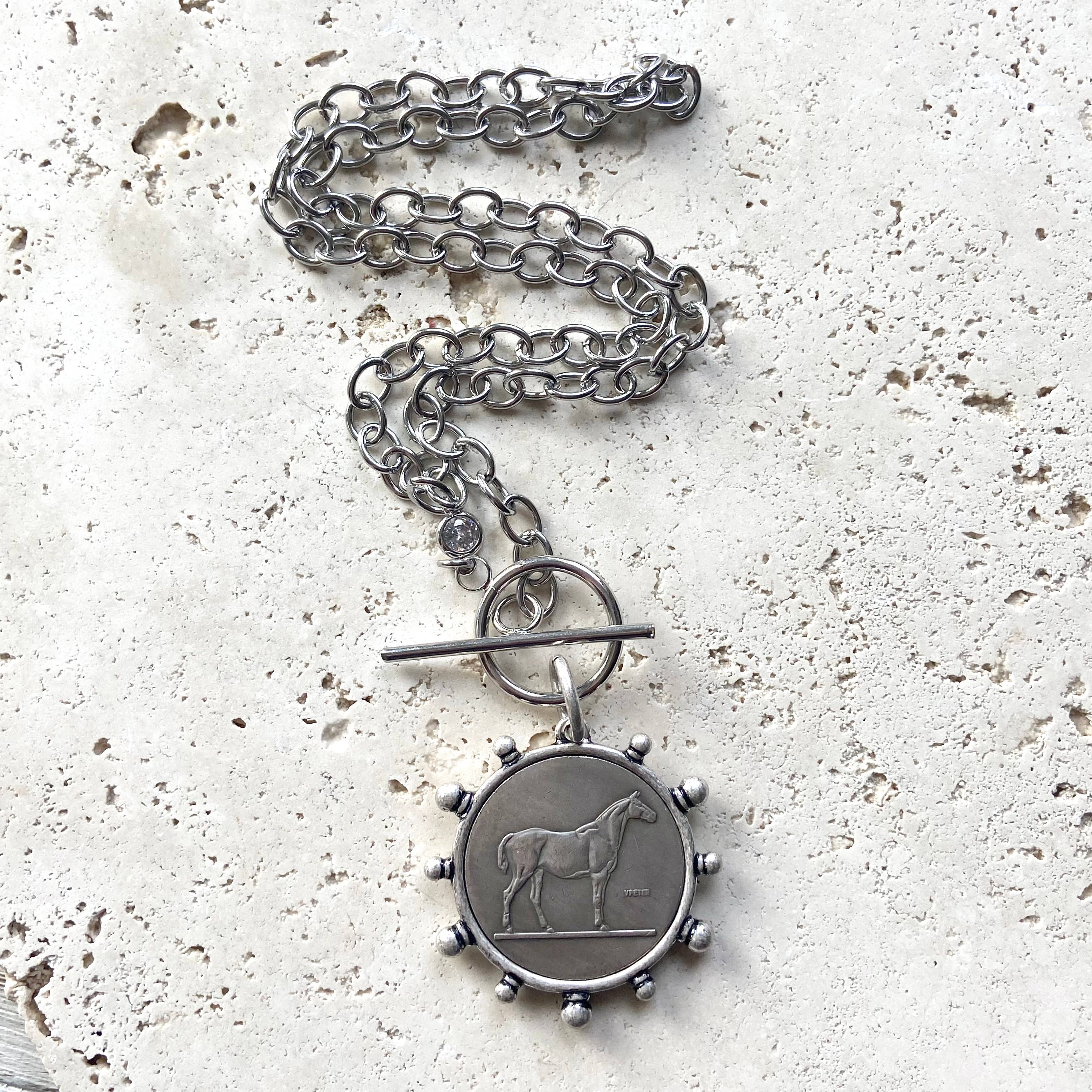 Horse Pendant Steel Necklace