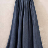 Ultra-Wide Leg Elastic Waist Denim Pants