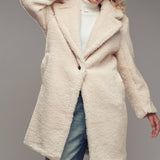 Cozy Longline Notched Lapel Teddy Coat