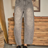 AJP5114 EMBROIDERED DETAIL COTTON BARREL PANTS