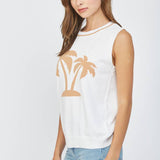 PALM TREE INTARSIA KNIT SWEATER TANK FW10350