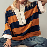 Half-Zip Bold Stripe Sweatshirt