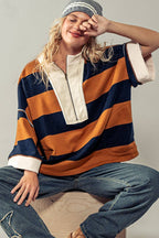 Half-Zip Bold Stripe Sweatshirt