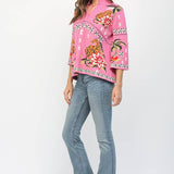 FRONT NECK TIE PRINT KNIT SWEATER FW10530
