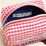 Red and White Gingham Fish Embroidery Pouch