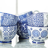 Blu/Wht Handled Cup-6 Asst-4.5"D-1483