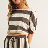 T4525ST   WIDE STRIPE BOAT NECK TOP