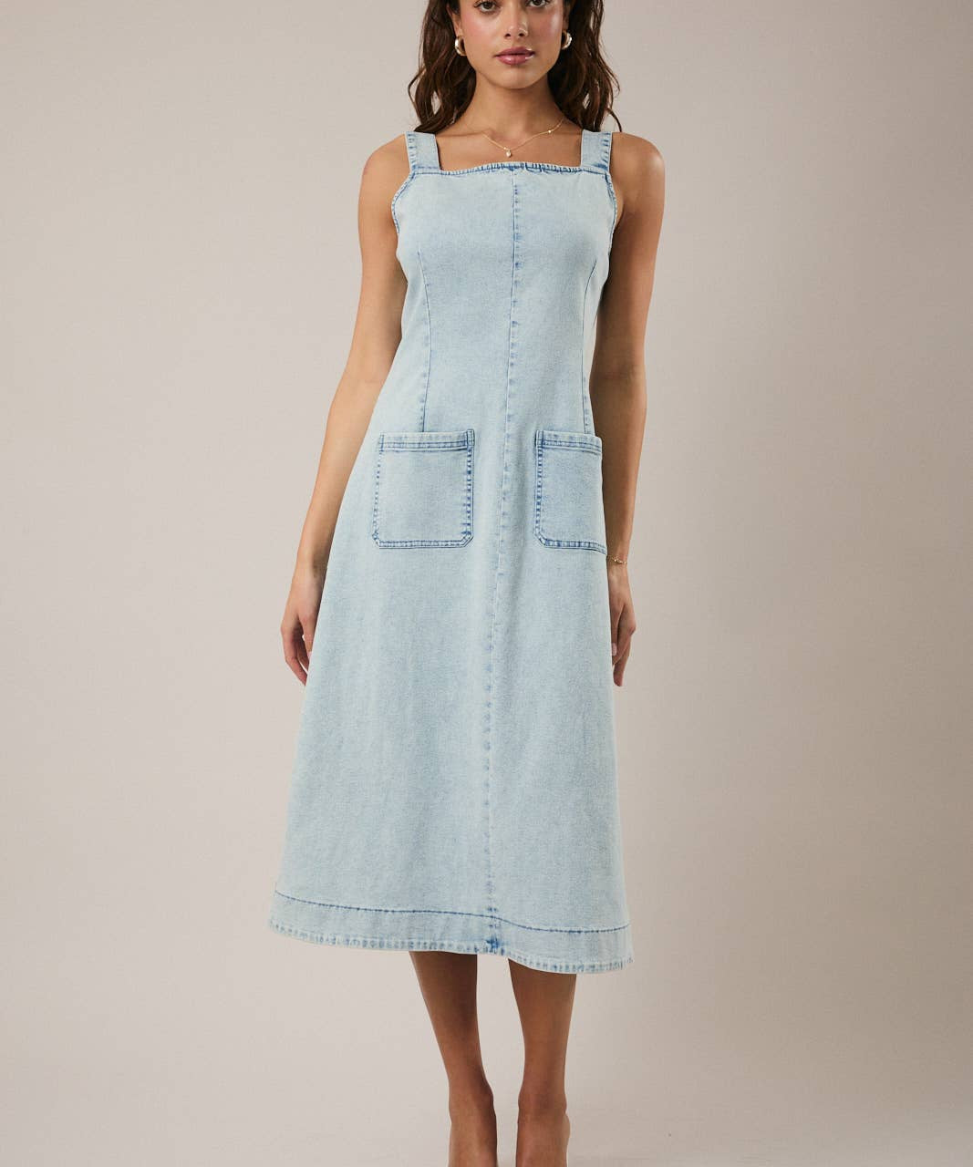 DENIM JUMPER MIDI DRESS