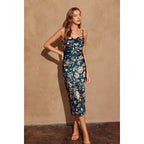 Floral Cowl Neck Midi Dress
