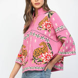 FRONT NECK TIE PRINT KNIT SWEATER FW10530