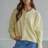 W2536 | Knit Polyester Acrylic Sweater Crew Neck Cardigan
