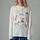 Whimsical Dog Graphic Long Sleeve Top