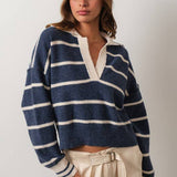 Marina Navy Blue V-Neck Pullover