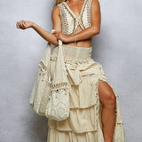 Lace Patched Tote