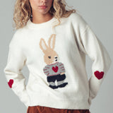 Bunny Motif Heart Sweater