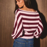 BOAT NECK DOLMAN SLEEVE SWEATER TOP
