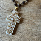 Carved Bone Cross Necklace
